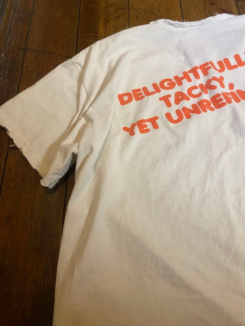 90s US古着 サイン入りフーターズ ヴィンテージ Tシャツ 白 ダメージ