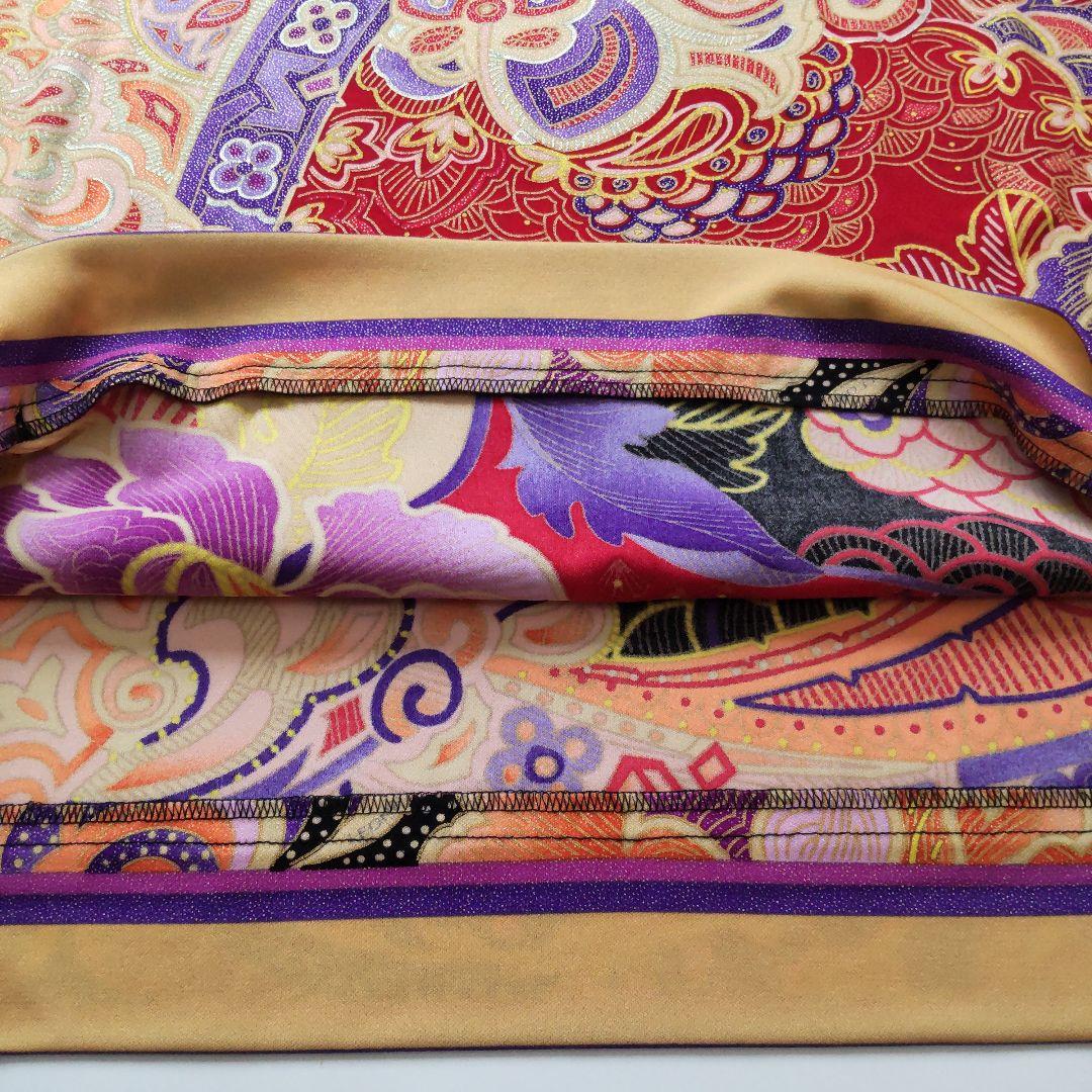 未使用級 レオナール カンカン素材 和柄 花柄 七分袖 ワンピース レッド 38