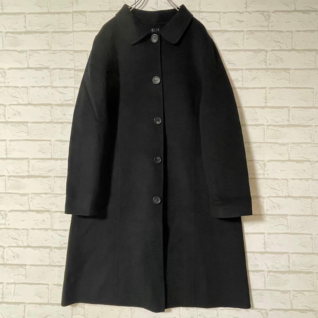 上品デザイン✨KEITH カシミヤ混ウールロングコート（48／L）黒 ゆったり