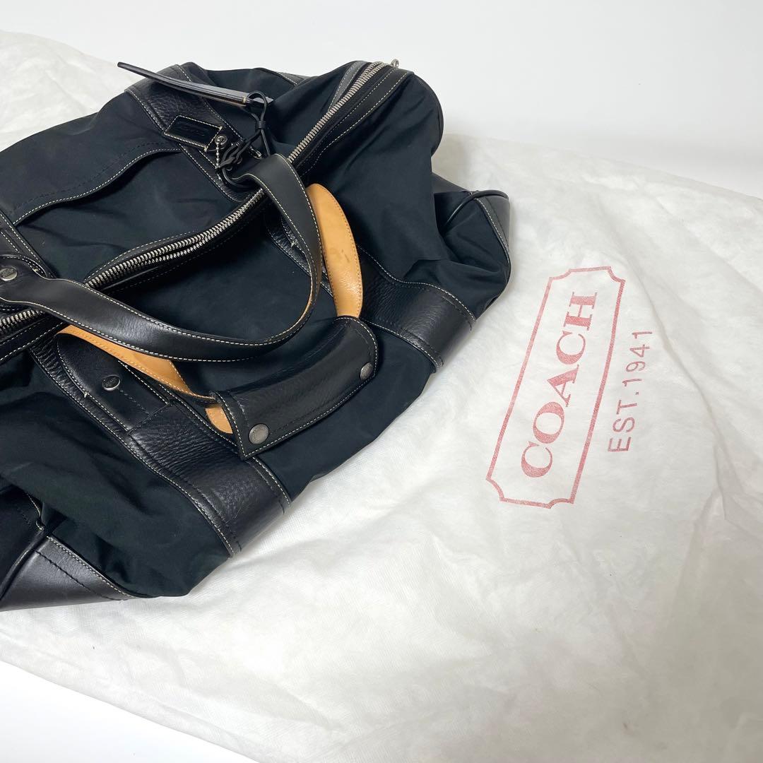 美品✨COACH ボストンバッグ 2way 南京錠 斜めがけ ナイロン 黒