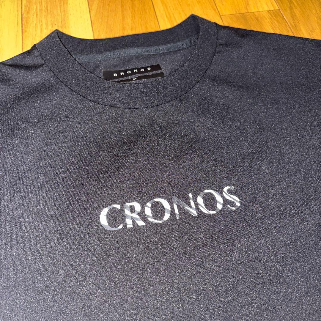 CRONOS ストライプデザイン Tシャツ ブラック