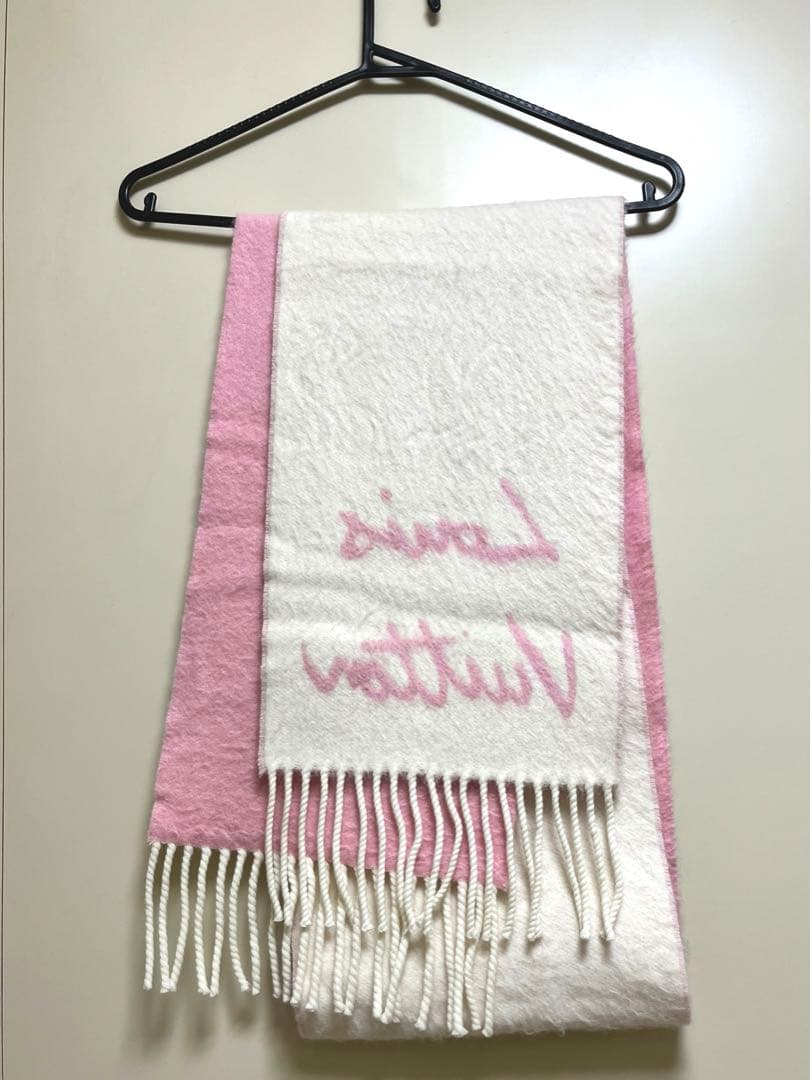 Louis Vuitton ロゴ入りマフラー ピンク