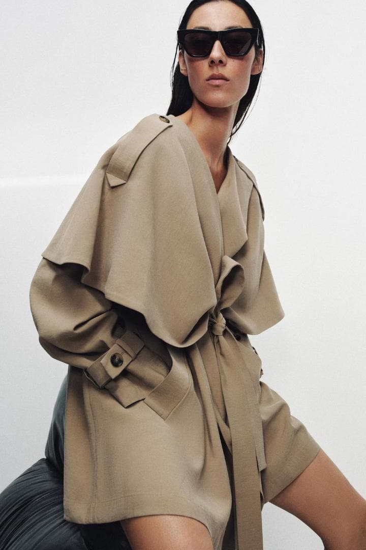 ZARA ZW COLLECTION ショートフルイドトレンチコート M