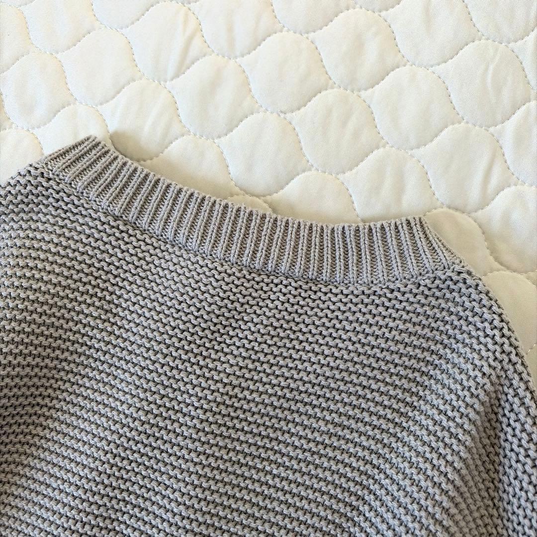 【美品】BEARDSLEY 透かし編み クロシェットスリーブカーディガン　グレー