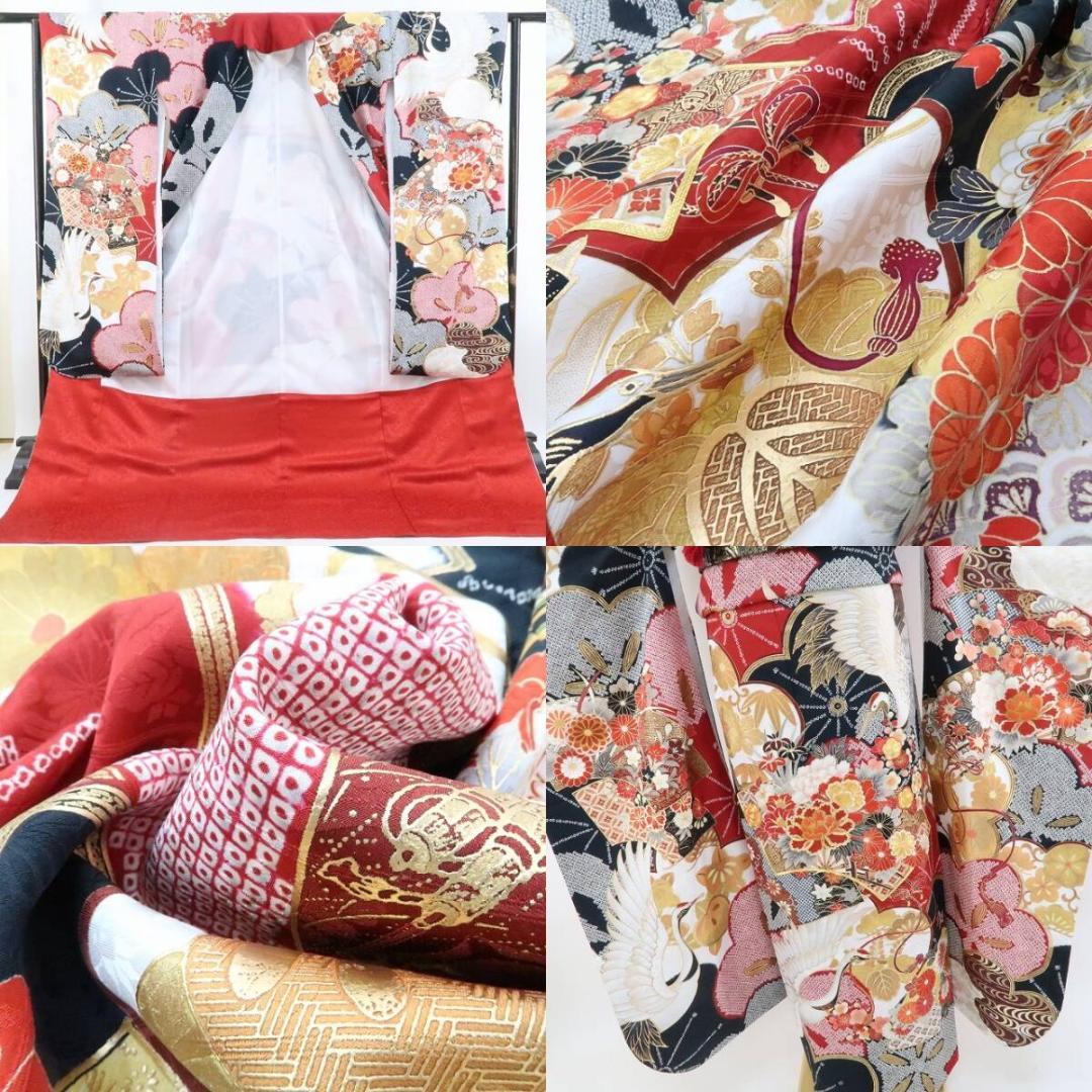 まり 美品 金駒刺繍 着物 正絹 トール 成人式 振袖 3744