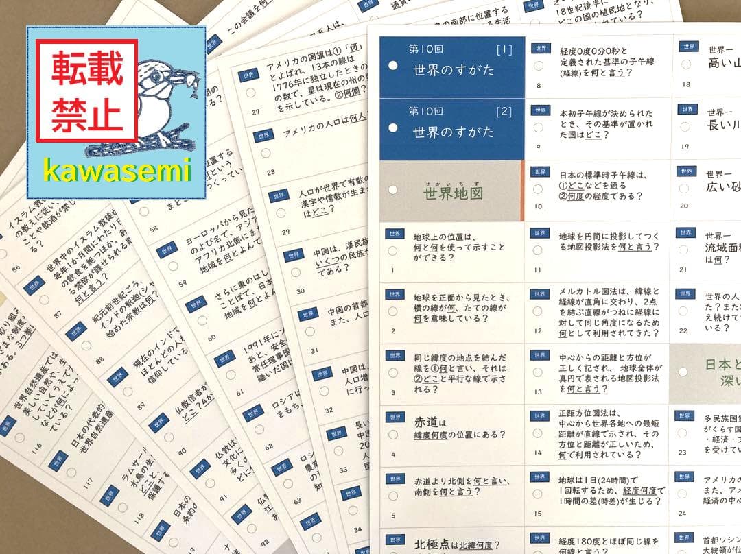 【中学受験】予習シリーズ社会 6年上 (第1-13回) 公民 暗記カードa