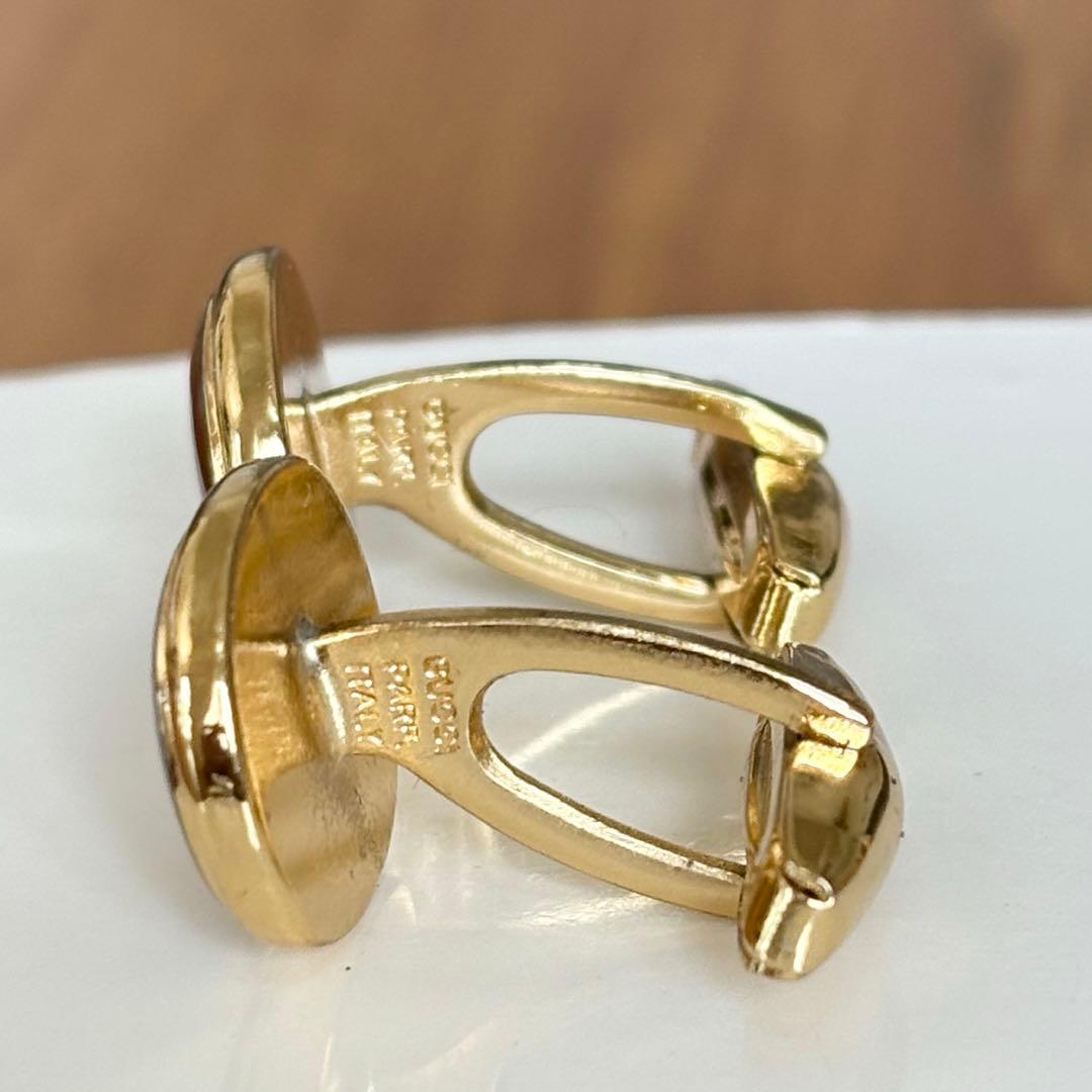 GUCCI オールドグッチ ヴィンテージ GG カフスボタン ゴールド レッド