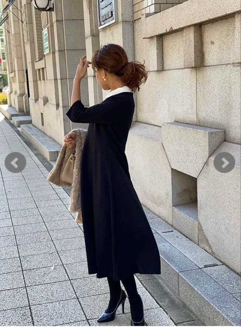 ST.ROONEY クレリックフレアワンピース 襟付き 黒 超美品です‼️