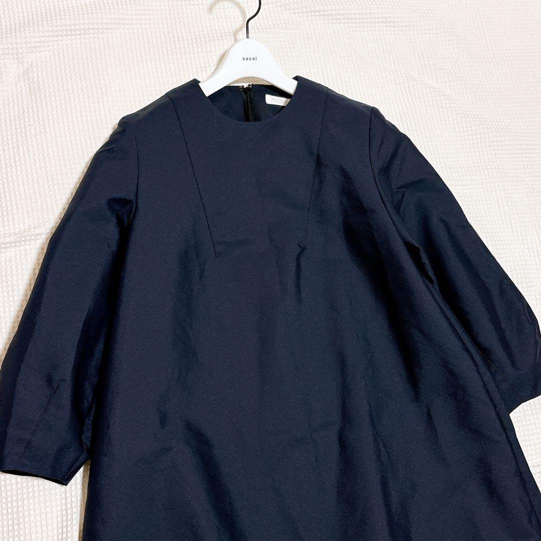 美品✨ボールジィ 2023 ハイカウントダブルクロス Aラインワンピース 紺