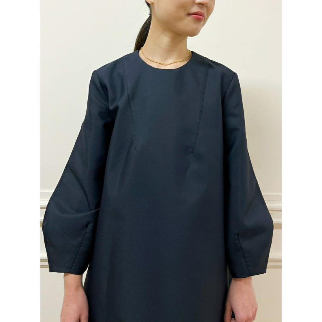 美品✨ボールジィ 2023 ハイカウントダブルクロス Aラインワンピース 紺