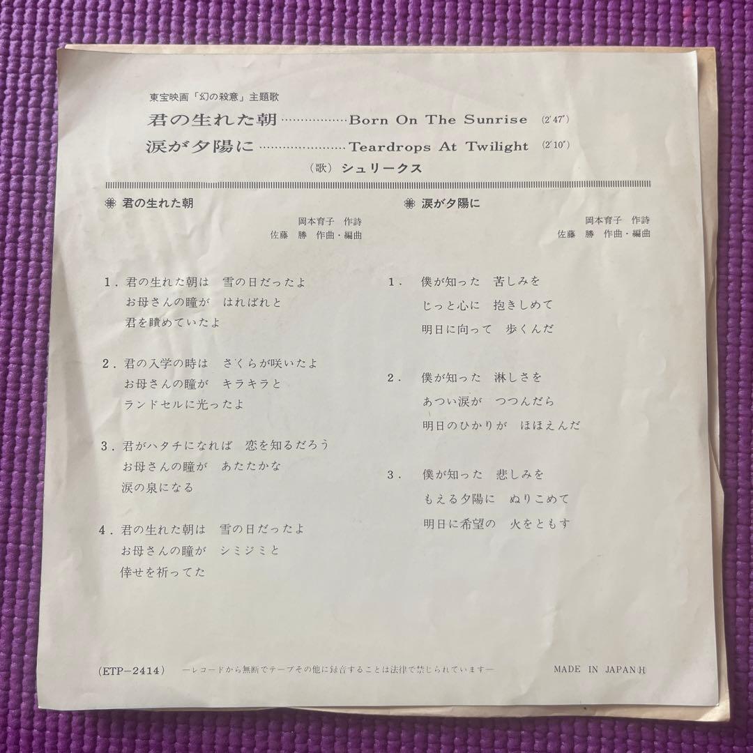 レア⭐︎見本盤 シュリークス「君の生まれた朝」～幻の殺意　イルカ 非売品
