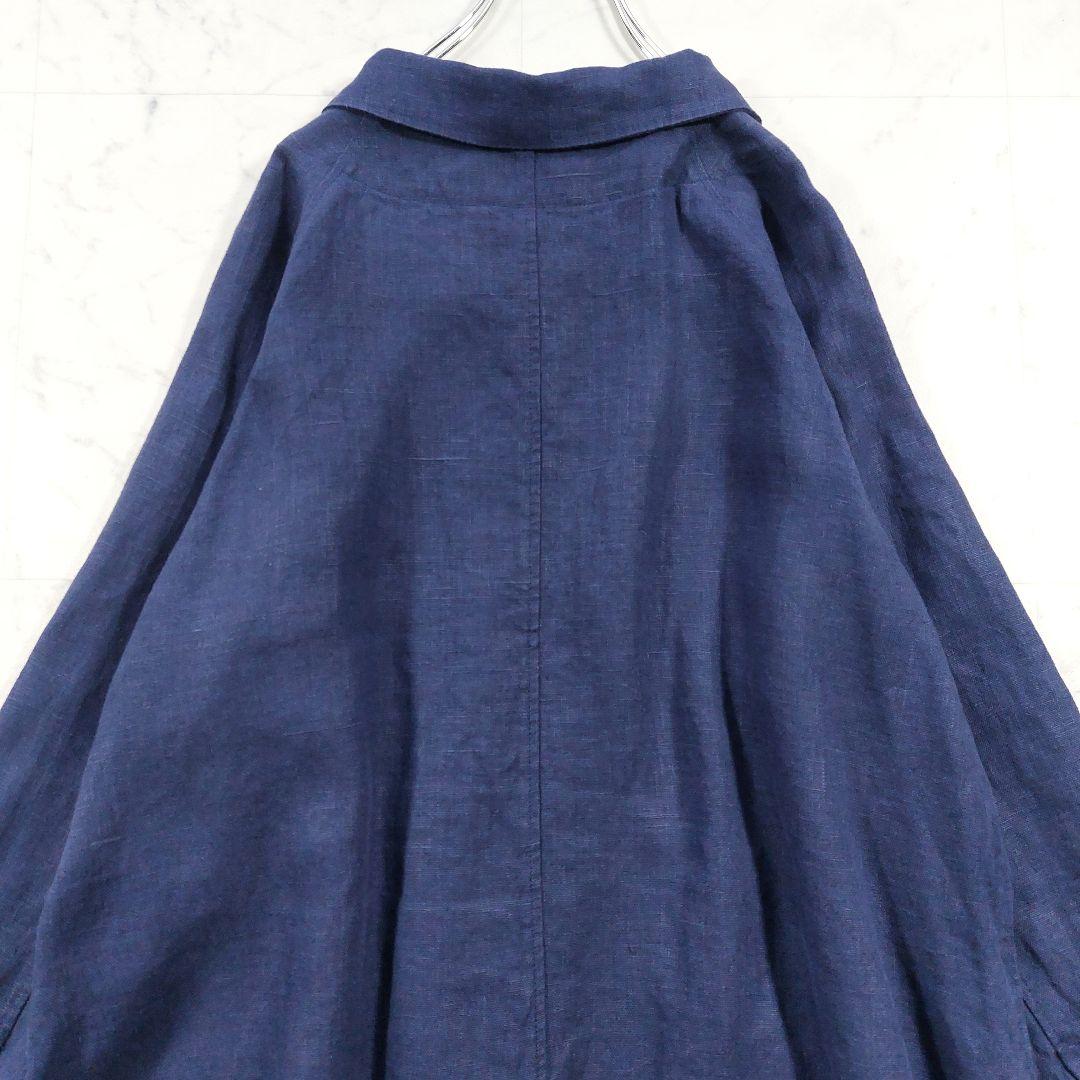 美品 フォグリネンワーク あっこたん別注 そよ風リネンコート 紺