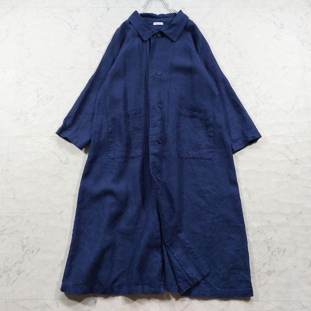 美品 フォグリネンワーク あっこたん別注 そよ風リネンコート 紺
