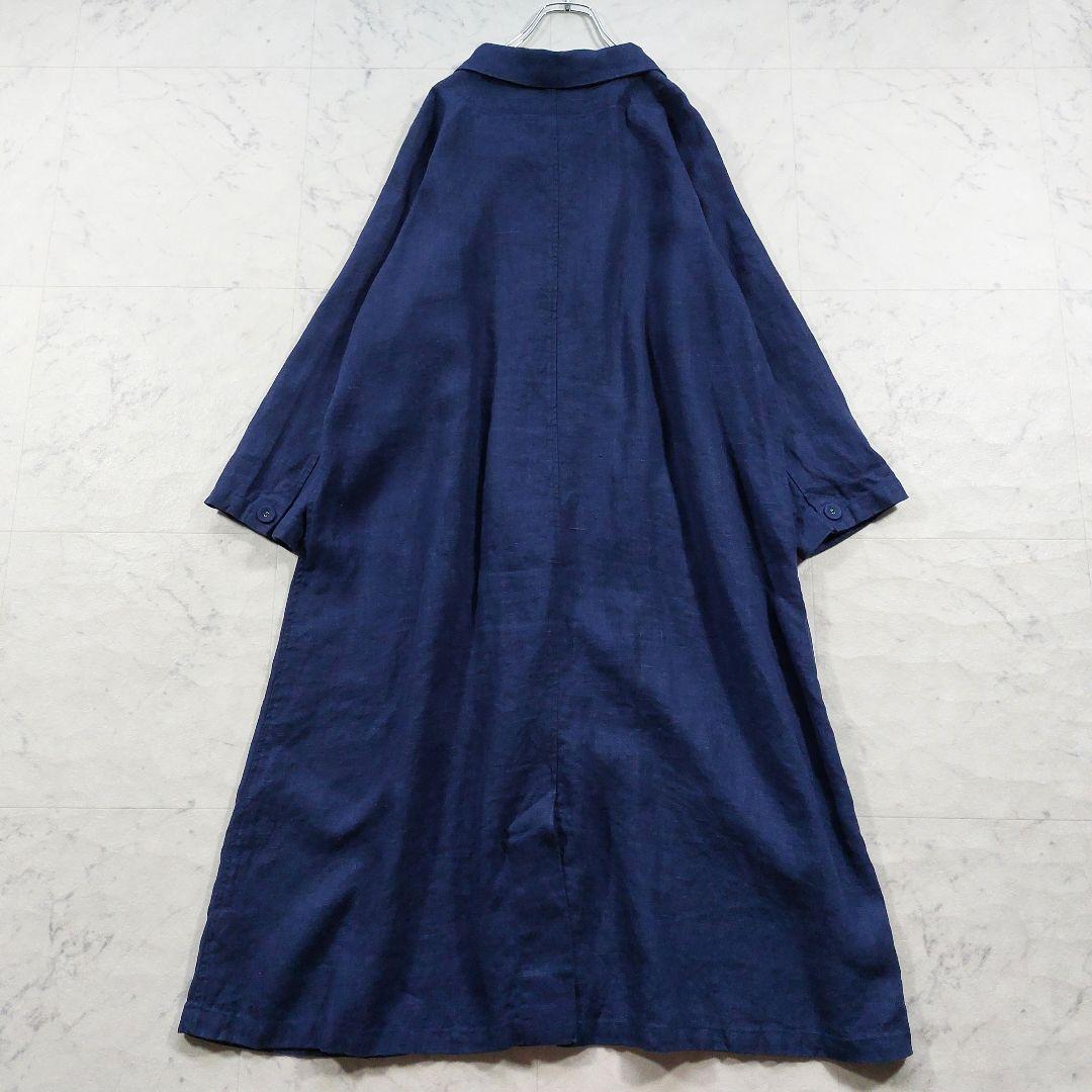 美品 フォグリネンワーク あっこたん別注 そよ風リネンコート 紺