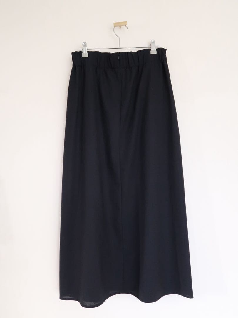 GALERIE VIE ストレッチウーステッド Aラインロングスカート ネイビー