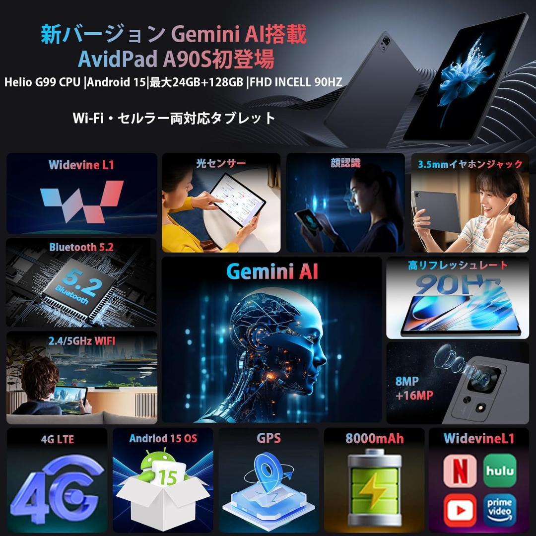 ✨美品✨11インチタブレット✨AvidPad♡A90S-AI 専用保護フィルム付