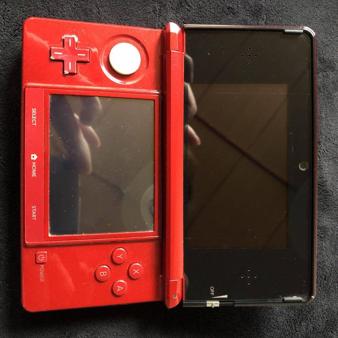 任天堂 3DS ワインレッド 充電器 タッチペンあり ソフトモンハン3付き