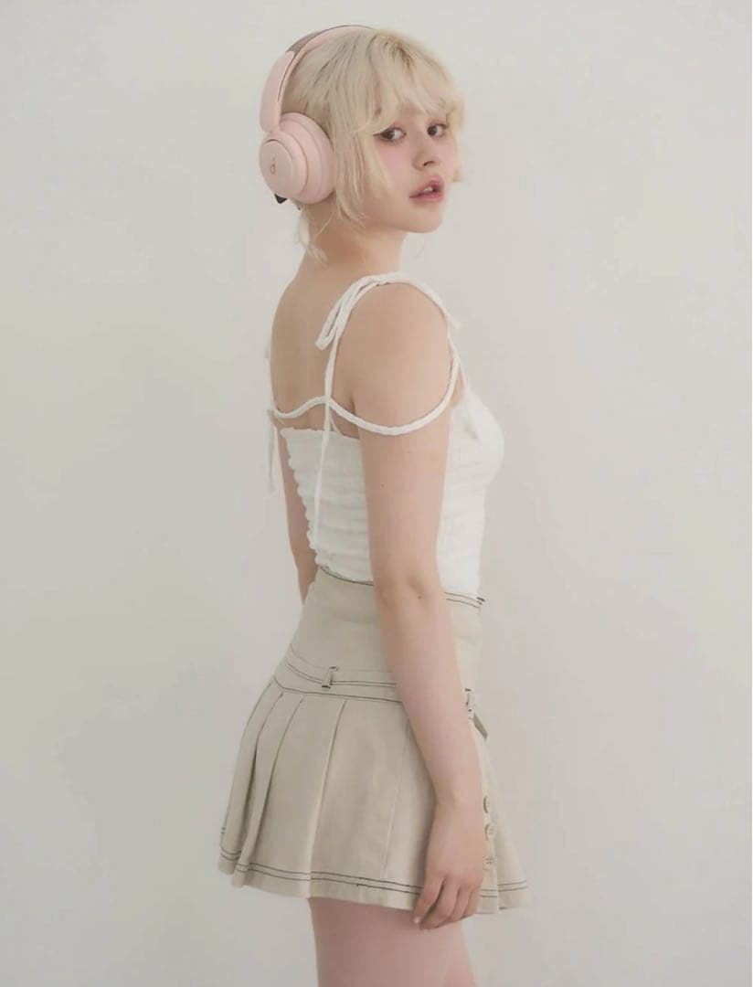 トップス andmary Shirring ribbon camisole