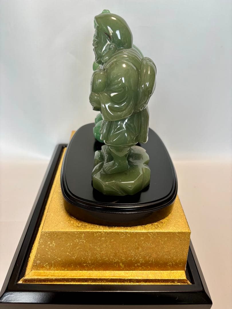 ト*イ様 #伝統工芸士・やまなし名工・保山作【恵比須大黒 】翡翠彫刻置物 ガラス