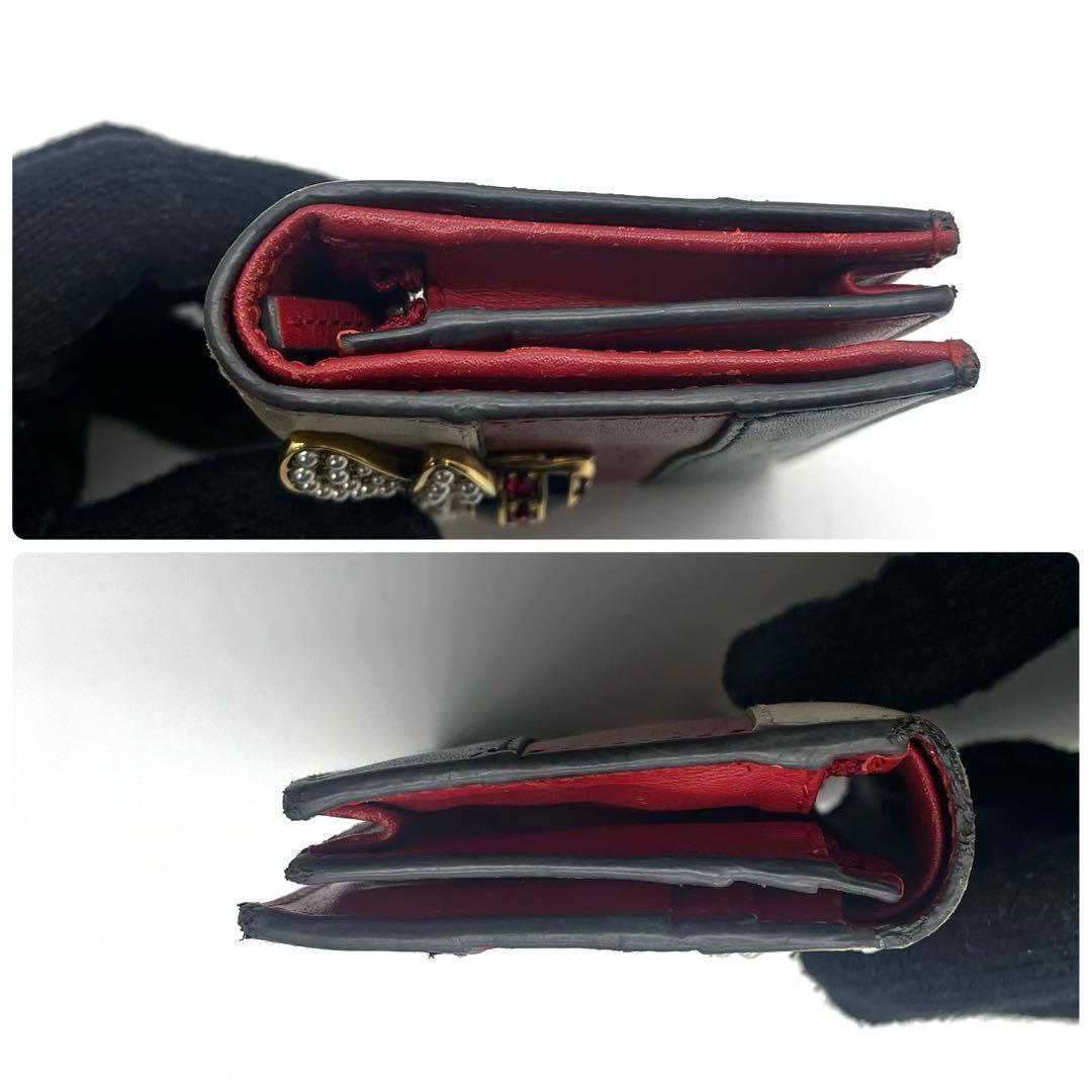 希少✨グッチ 折り財布 クイーンマーガレット 蜂 ビー トリコロール レザー