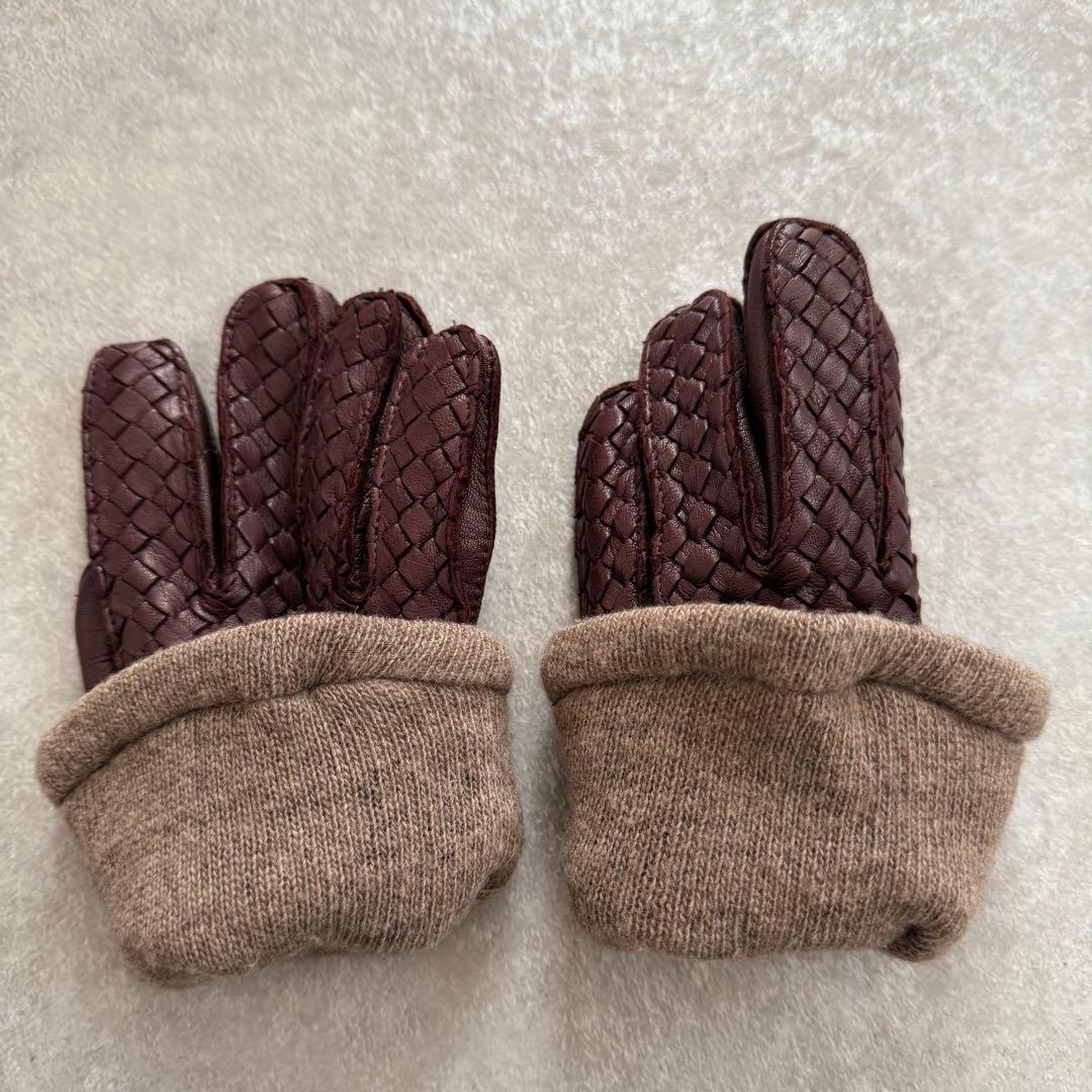 美品 Gloves グローブス イタリア製 ラムレザー イントレチャート 手袋