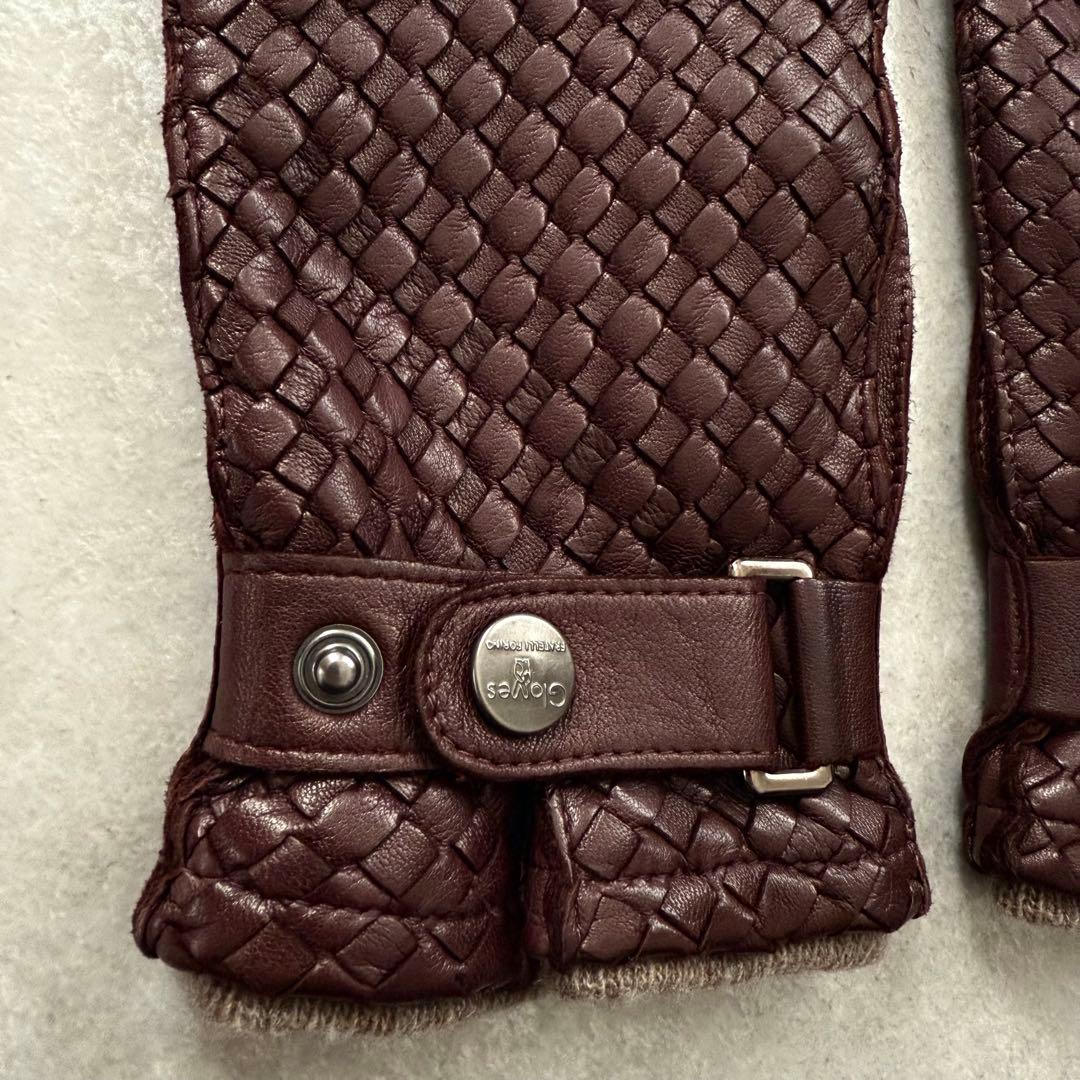 美品 Gloves グローブス イタリア製 ラムレザー イントレチャート 手袋