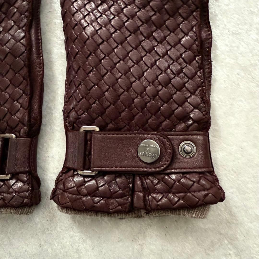 美品 Gloves グローブス イタリア製 ラムレザー イントレチャート 手袋