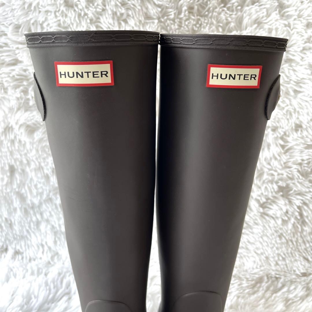 極美品　HUNTER ハンター 長靴 レインブーツ　ブラウン バックル　25cm