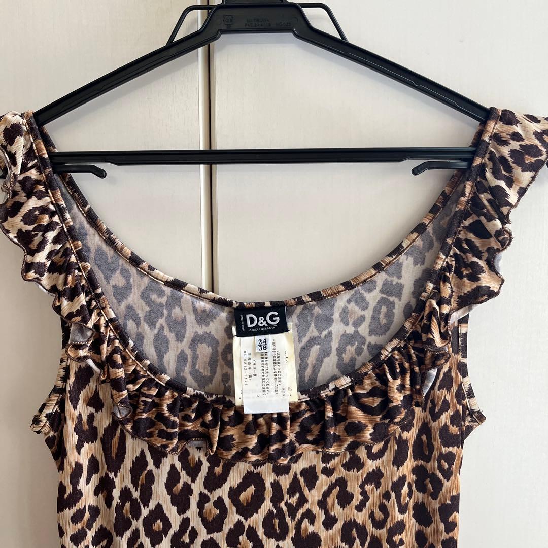 D&G レオパード柄 フリルキャミソール 38