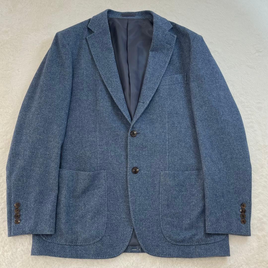 パパス　PAPAS ゼニア　ウール　カシミヤ　ジャケット　ブルー系　L