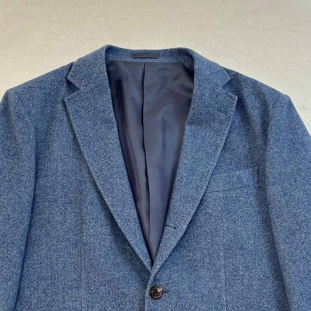 パパス　PAPAS ゼニア　ウール　カシミヤ　ジャケット　ブルー系　L
