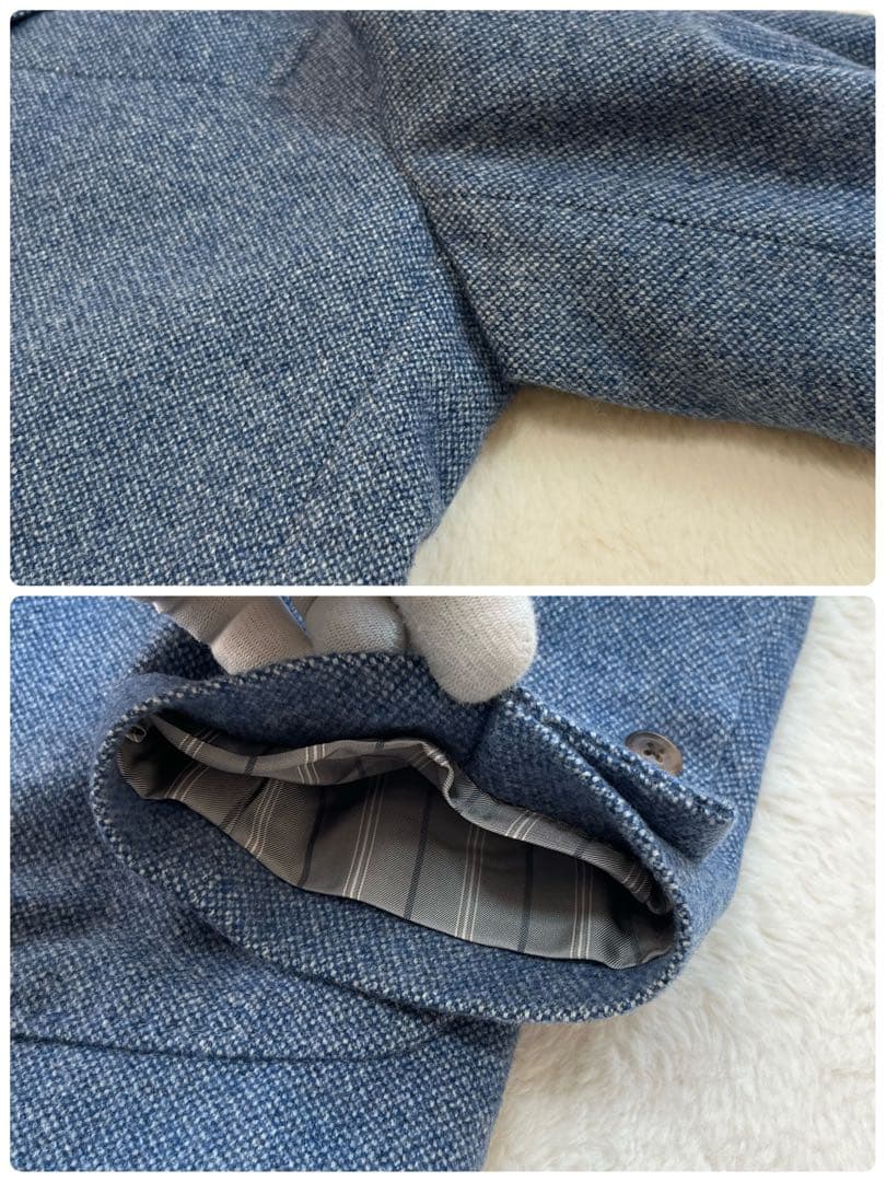 パパス　PAPAS ゼニア　ウール　カシミヤ　ジャケット　ブルー系　L
