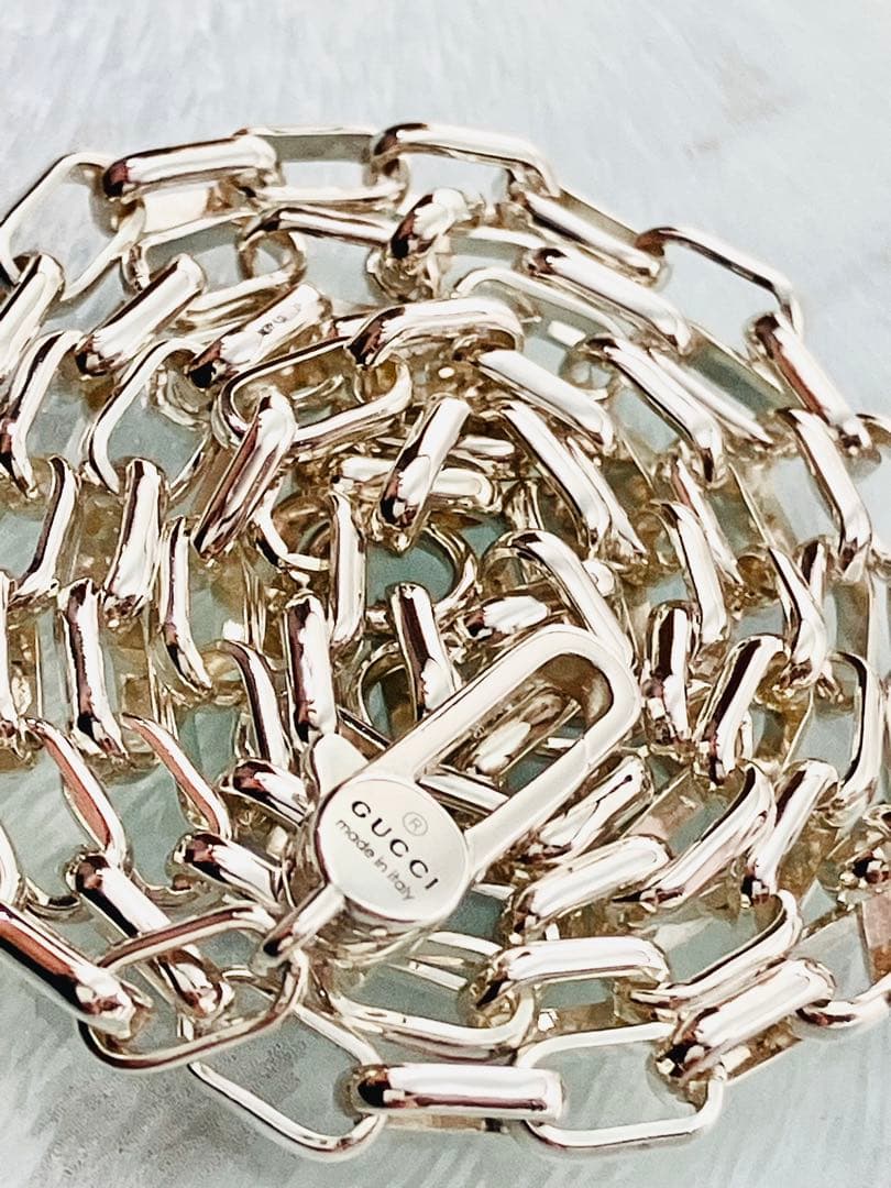 【超美品！付属品あり】GUCCI レクタングル チェーン ネックレス シルバー