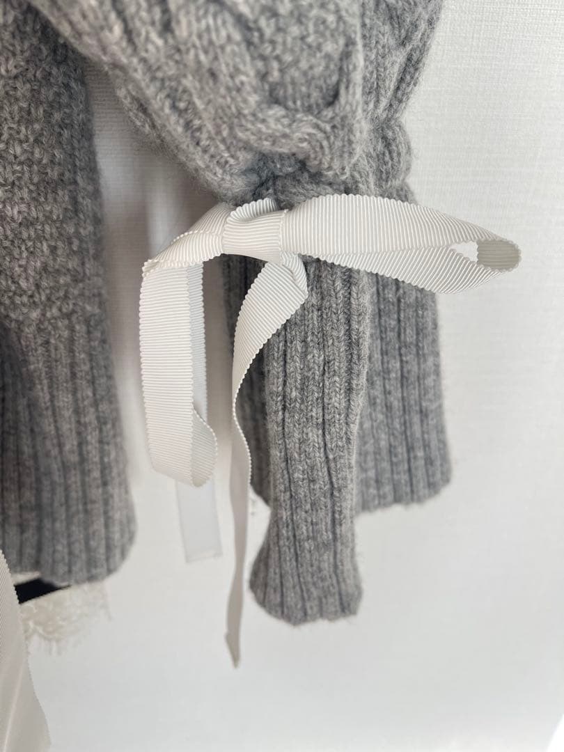 Sacai ss18 グレーケーブル編みカーディガンとキャミソールセット