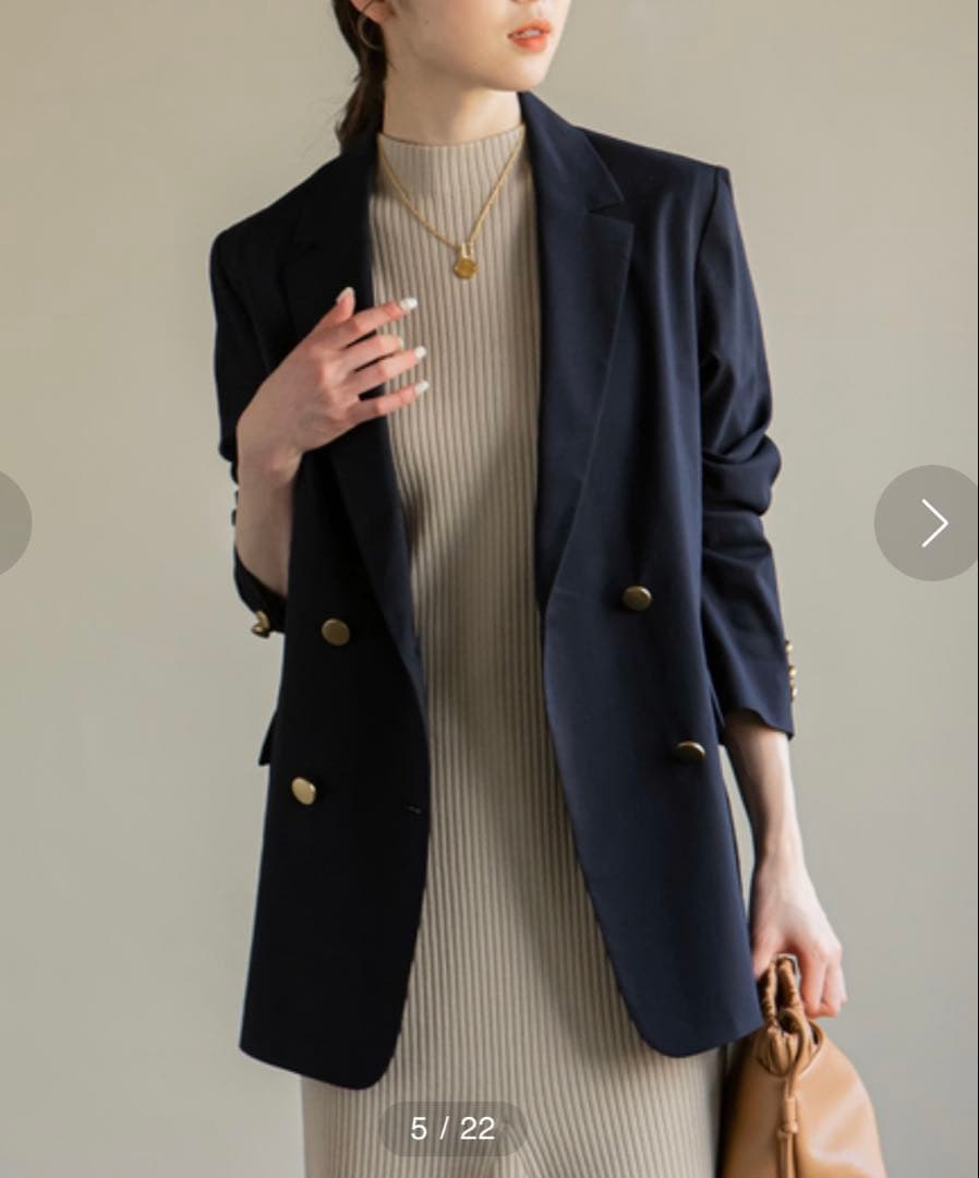 Noble 麻ストレッチダブルブレストジャケット　ノーブル