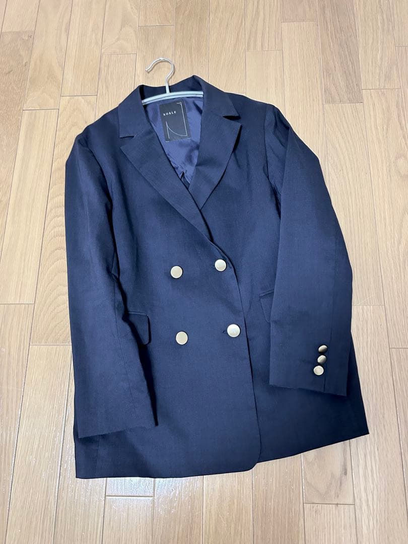 Noble 麻ストレッチダブルブレストジャケット　ノーブル