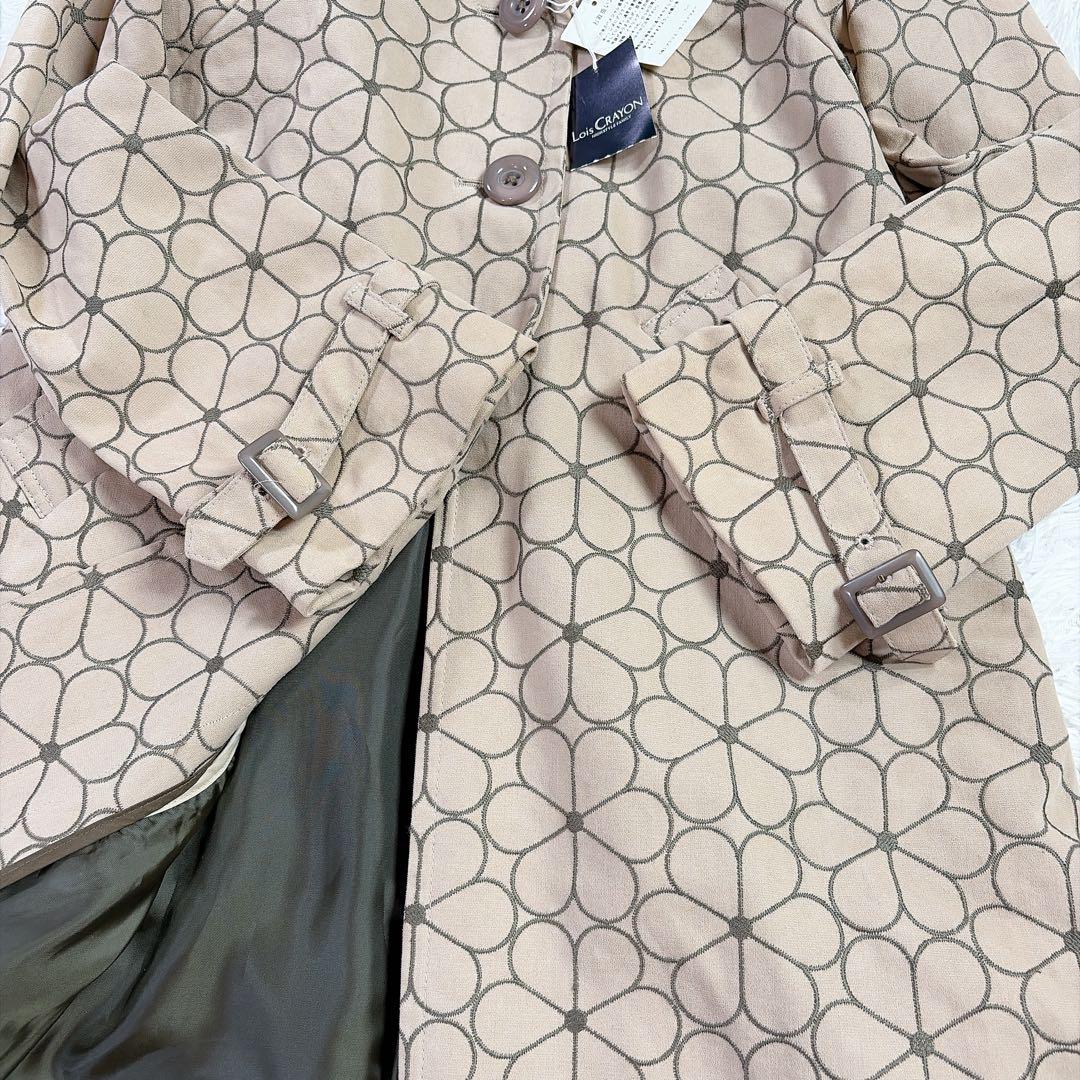 未使用　ロイスクレヨン　花柄総刺繍トレンチコート　　ライナー付き　ベージュ