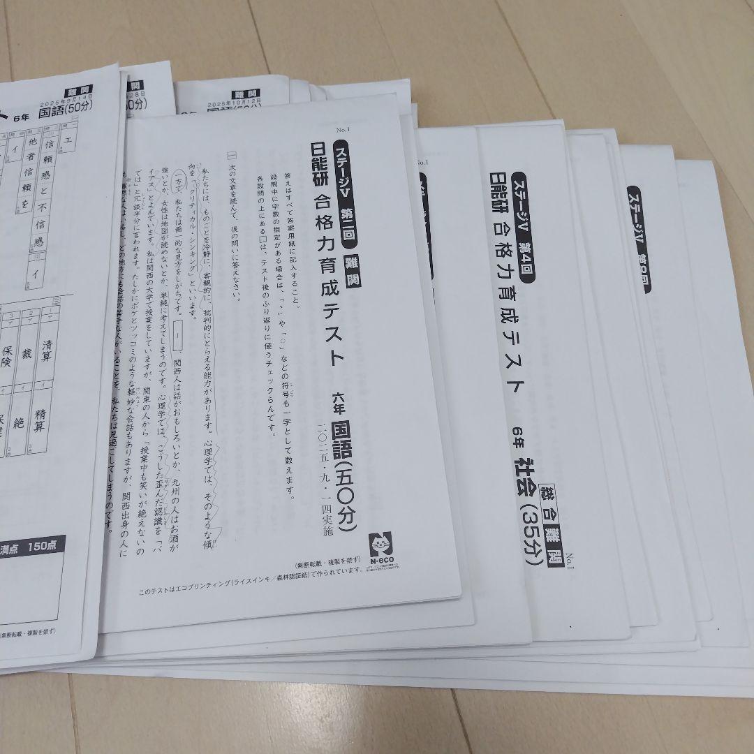 2025年度　日能研　6年生1年フル　育成テスト全国公開　合格力育成実践　難関校