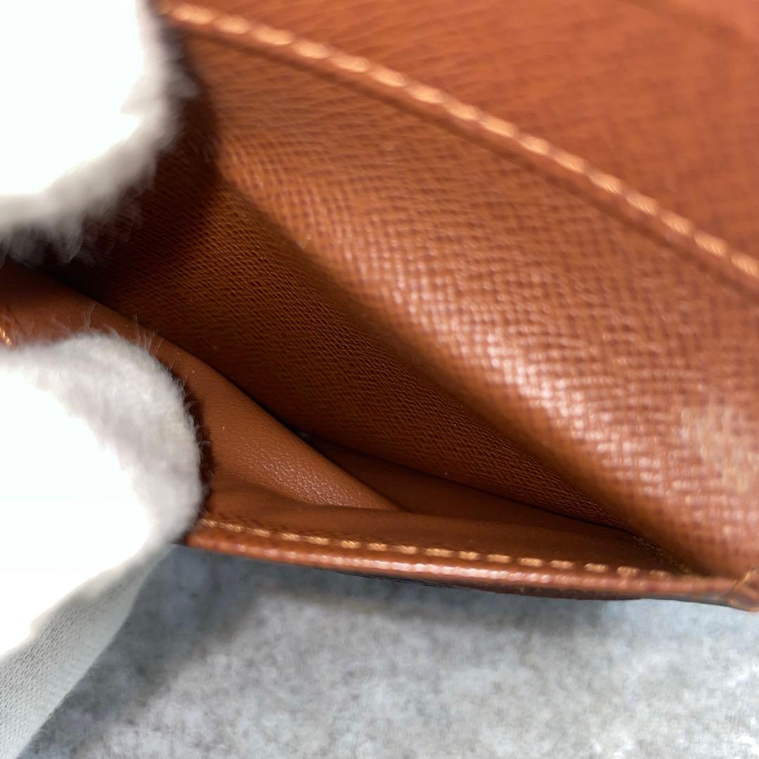 【美品】ルイヴィトン　折り財布　Wホック　レザー　ブラウン　モノグラム