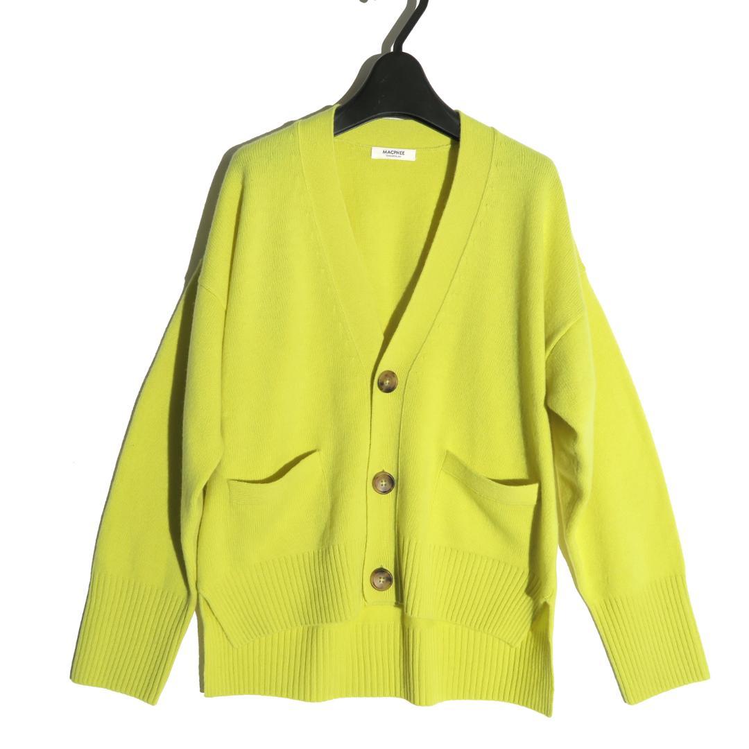 25AW MACPHEE NZ LAMBS Vネックカーディガン S イエロー