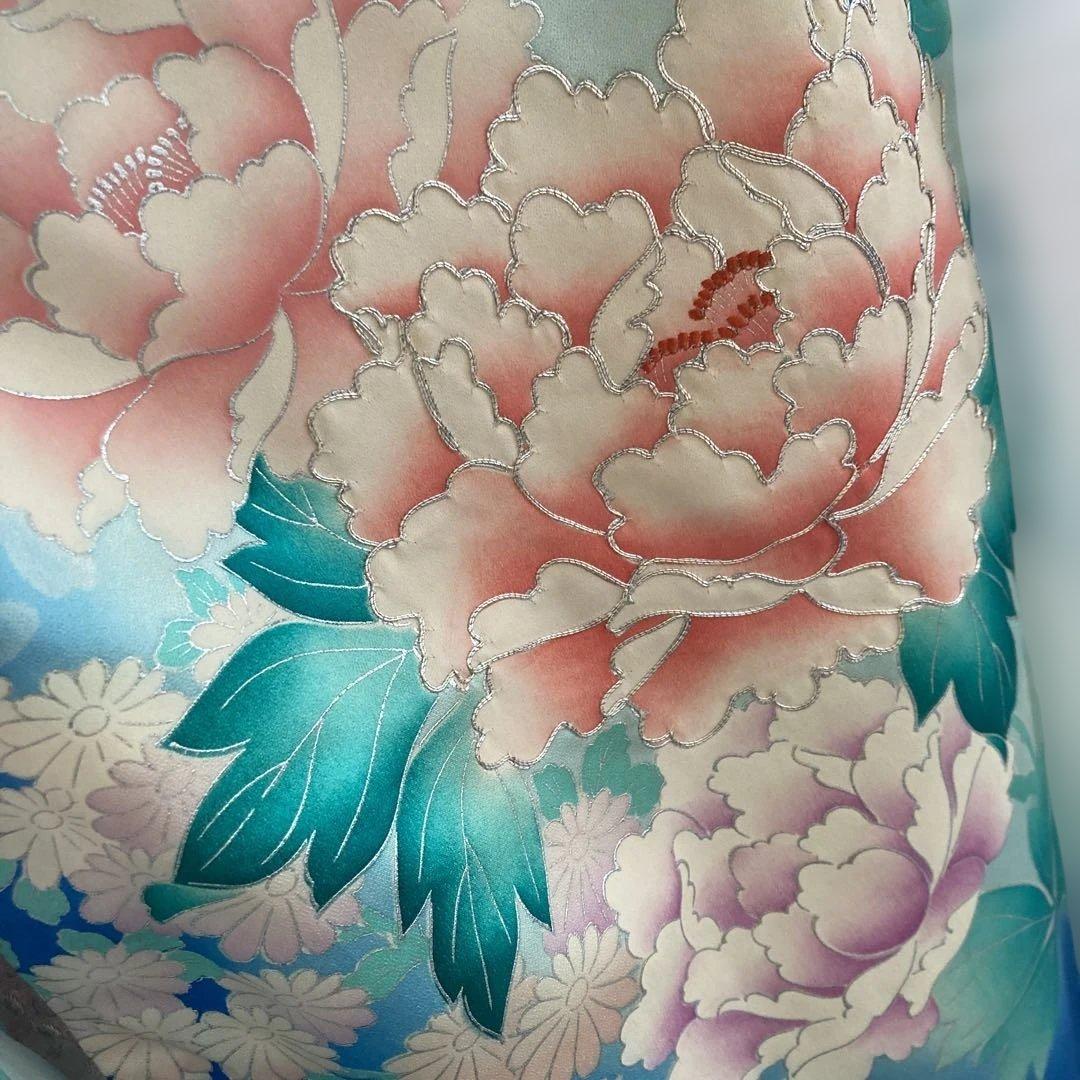 豪華振袖フルセット　駒刺繍　牡丹　成人式　大輪