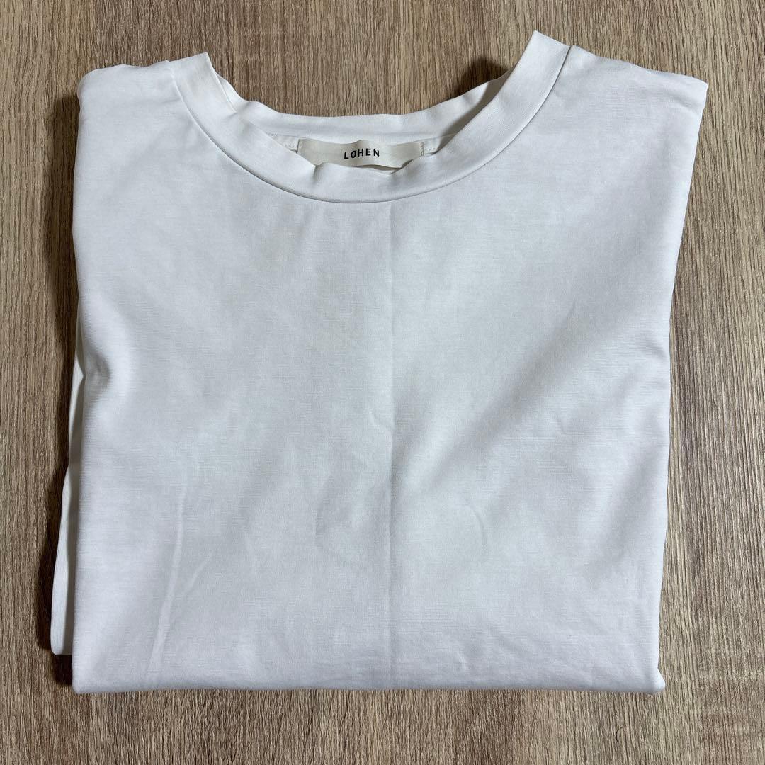 45【ローヘン】デザインカットソー　Tシャツ　無地　シンプル　白　F