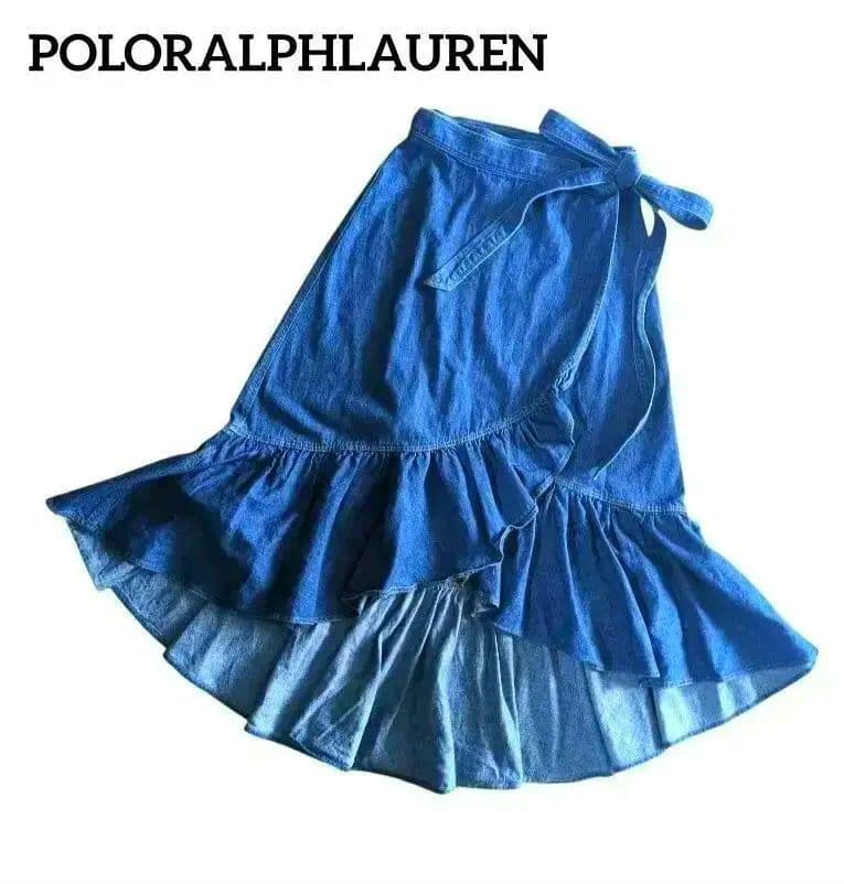 PoloRalphLaurenデニム巻きスカートフレアXS