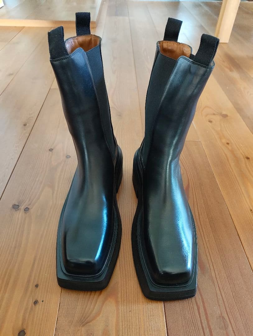 新品 Marsèll マルセル スクエアトウサイドゴアブーツ黒 IT38