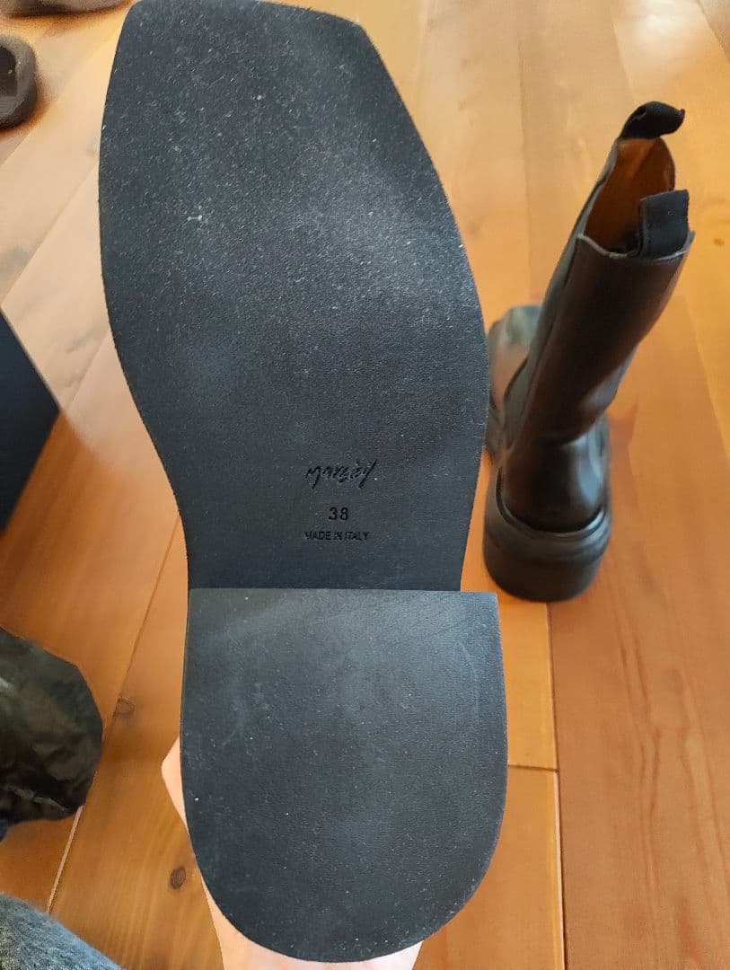新品 Marsèll マルセル スクエアトウサイドゴアブーツ黒 IT38