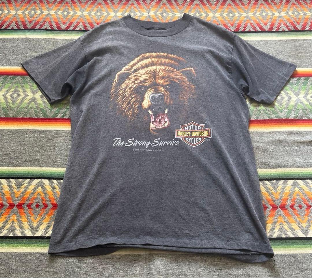90s ハーレー Tシャツ グリズリー 3D EMBLEM ヴィンテージ USA