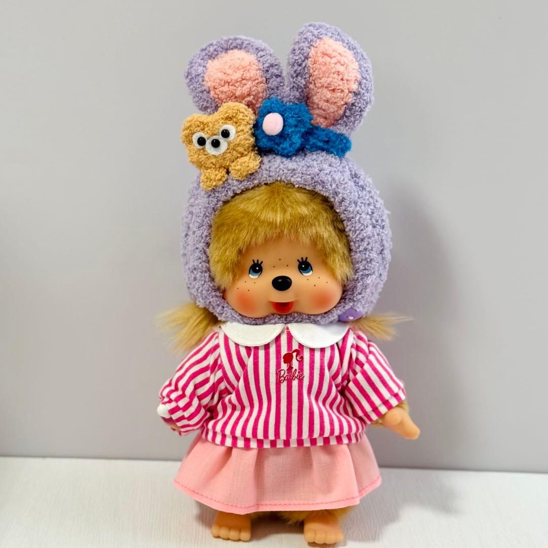 にゃんにゃん　モンチッチSサイズ用 モコモコ帽子 4点セット