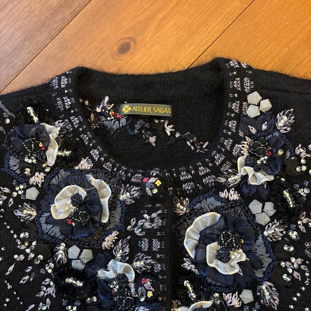 ATELIER SAGAN ブラック カーディガン M