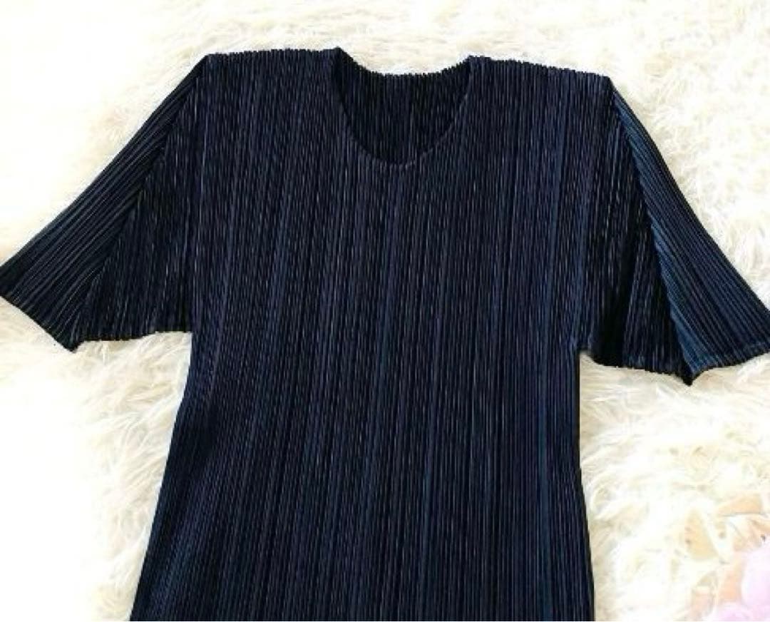 美品✨️PLEATS PLEASE プリーツ カットソー 濃いネイビー 3サイズ