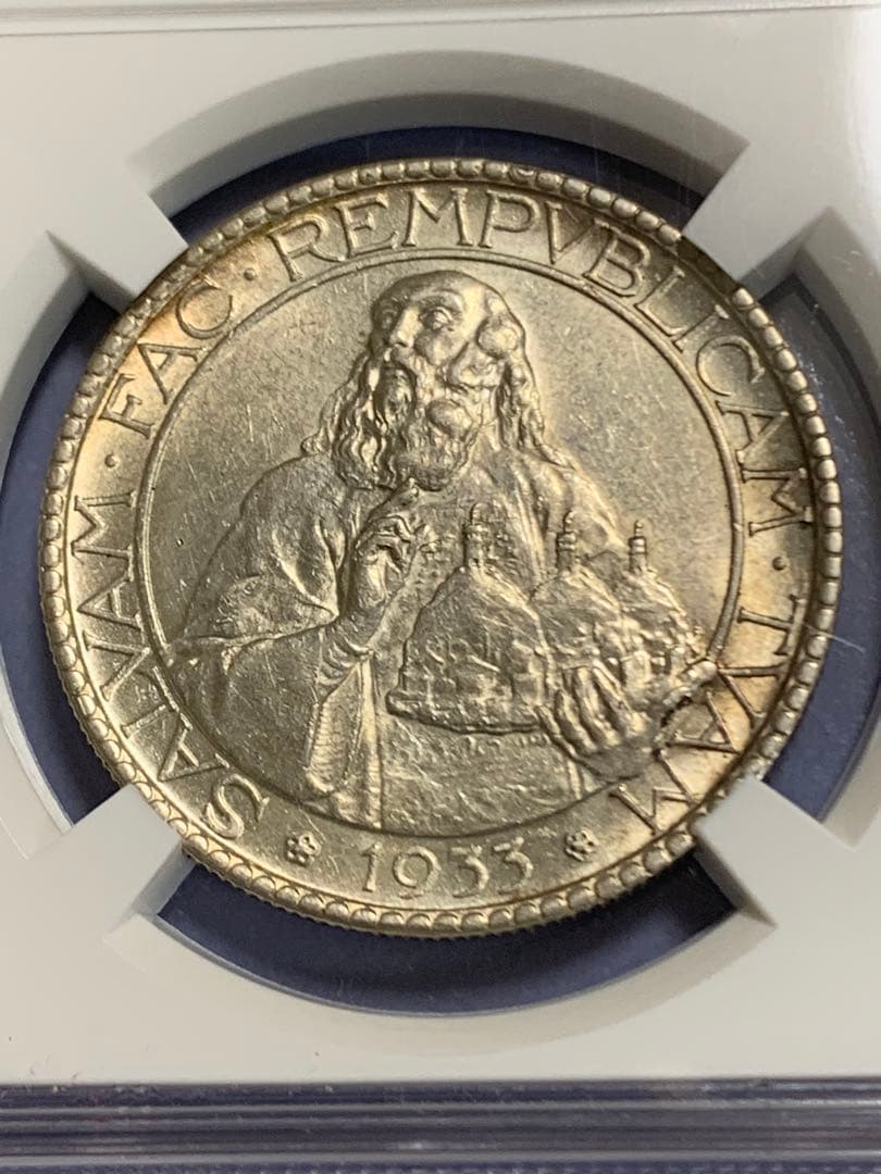 値下げ❗️サンマリノ 1933年 20リラ銀貨 MS 61